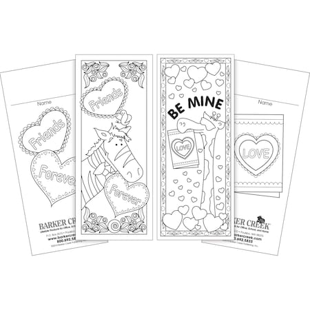 Barker Creek Color Me Celebrate Valentine's Day Bookmark Duets, 60/Set, PK60 2197